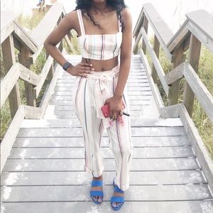 Capri strip pants set